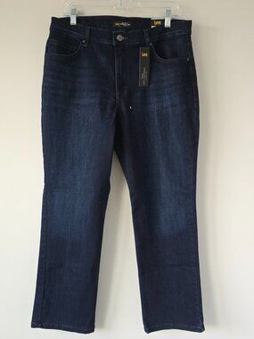 Lee Mid Rise Straight Jeans Womens 14 Dark Wash NWT